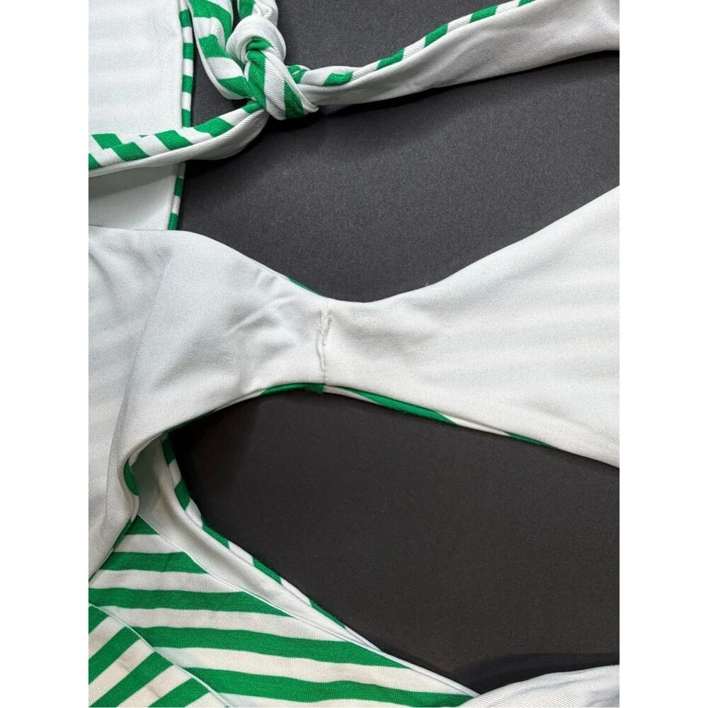 Superdown Green White Stripe Bikini Set NWT Revolve Y2K Beach Vacation Large